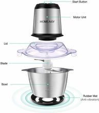 Carica l&#39;immagine nel visualizzatore di Gallery, Tritatutto Elettrico, homeasy 2L Frullatore Multifunzionale con Argento