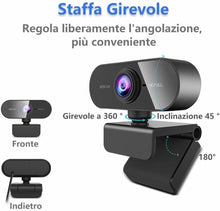Carica l'immagine nel visualizzatore di Gallery, Webcam USB Full HD 1080P con microfono, Ideale per videochiamate didattica Nero