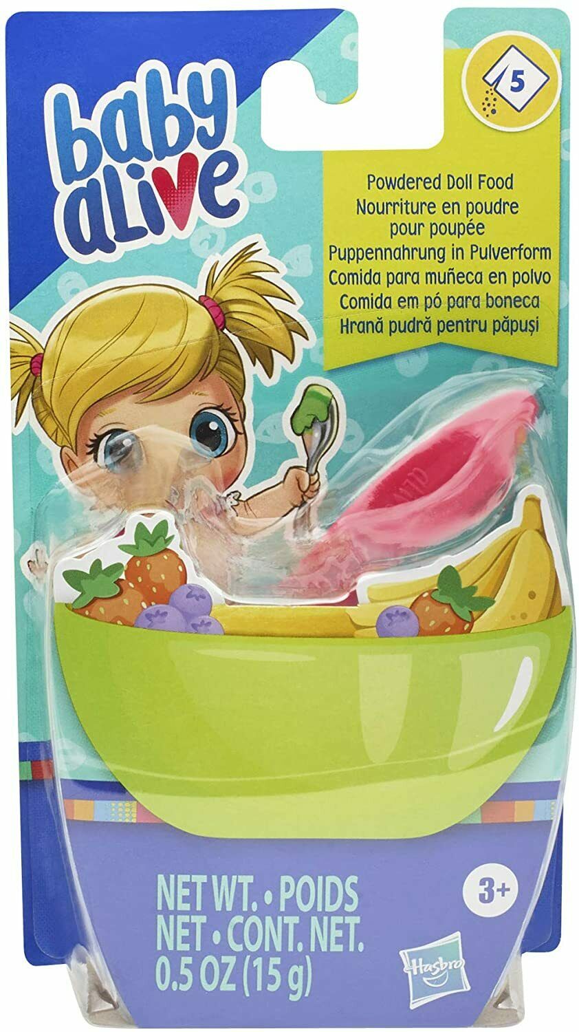 Hasbro Baby Alive - Ricarica Pappa In Polvere Per Bambole, 8 Buste Con Cucchiaio