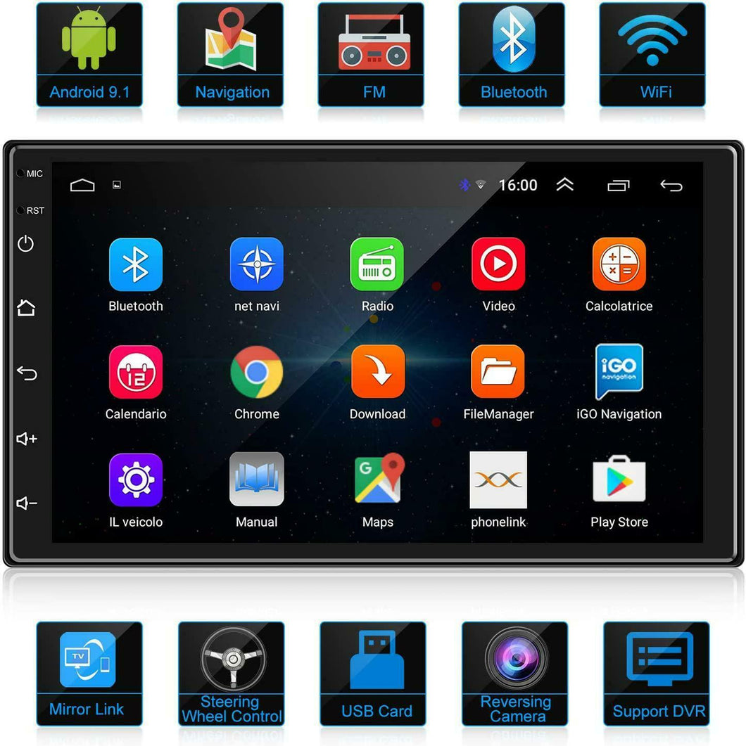 ANKEWAY Android 9.1 Car Radio GPS Navigation Autoradio Bluetooth/WiFi Car Stereo