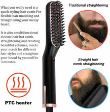 Carica l'immagine nel visualizzatore di Gallery, Pettine Barba Capelli Raddrizzatore della barba per Uomini Spazzola Liscia