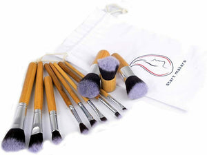 Pennelli Make up in Bambù - 12 pennelli trucco naturali - Set di pennelli...