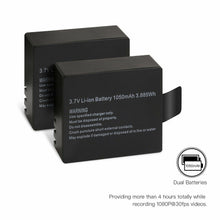 Carica l'immagine nel visualizzatore di Gallery, Caricabatteria + 2x1050mAh Batterie ricaricabili per Action Cam A66 A60 A70 A80