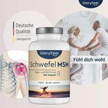 Carica l&#39;immagine nel visualizzatore di Gallery, gloryfeel Integratore MSM Metilsulfonilmetano Zolfo Organico MSM 1600mg 6mesi