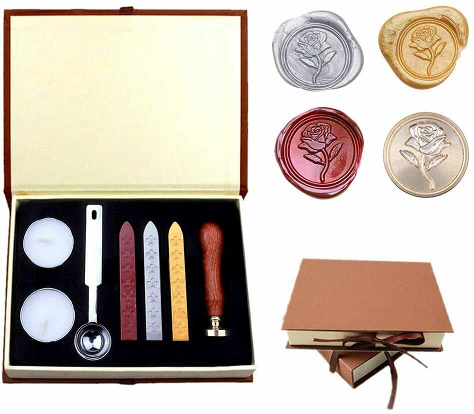 Set per sigilli in cera lacca per lettere e libri , Kit completo con 3 colori