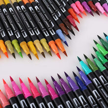 Carica l&#39;immagine nel visualizzatore di Gallery, Houhuhu - Pennarelli a punta doppia, 100 colori, per bambini, Multicolore