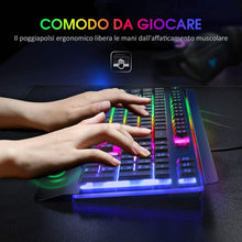 Carica l'immagine nel visualizzatore di Gallery, Tastiera meccanica Gaming con retroilluminazione LED RGB, Layout italiano, Nero
