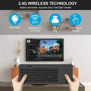 Tastiera wireless per Smart TV con pad di controllo, Ricevitore USB, Portata 8 m