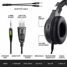 Carica l'immagine nel visualizzatore di Gallery, Cuffie da Gioco con Microfono ad archetto, LED Cuffie Gaming per PS4 e PC