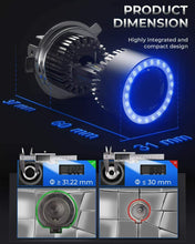 Carica l&#39;immagine nel visualizzatore di Gallery, Lampadina H4 LED per Moto con Occhi Angelo, 6400LM, DC 12V 6000K, 1 Lampada