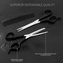 Carica l&#39;immagine nel visualizzatore di Gallery, Set di forbici per tagliare e sfoltire capelli in acciaio inox, Kit completo set