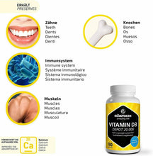 Carica l&#39;immagine nel visualizzatore di Gallery, Vitamaze Vitamina D3 ad alto dosaggio 20000 UI(dose per 20 giorni) 180 compresse