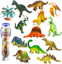 Carica l'immagine nel visualizzatore di Gallery, 12 x Pupazzi per bambini mini dinosauri misti T rex da 3 a 6 cm, Atossici colori