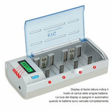 Carica l&#39;immagine nel visualizzatore di Gallery, Caricabatterie per Pile Ricaricabili Stilo AA/AAA/D/C/9V Con Display LCD