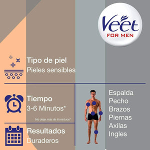 Tubo di Crema Depilatoria Uomo Veet Men da 200 ml per pelli normali Gel per peli