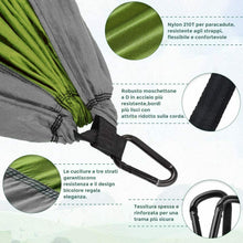 Carica l'immagine nel visualizzatore di Gallery, Amaca da viaggio per escursione giardino in tessuto 210T, Fino a 300 kg + borsa