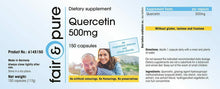 Carica l'immagine nel visualizzatore di Gallery, Quercetina 500 mg - Vegan - Alto dosaggio - 150 Capsule