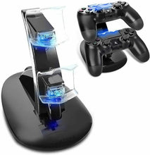 Carica l&#39;immagine nel visualizzatore di Gallery, Base di ricarica doppia compatibile per controller dualschock PS4 con LED, Nero