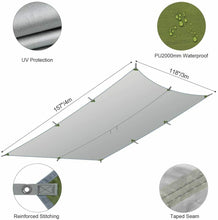 Carica l&#39;immagine nel visualizzatore di Gallery, Tenda da campeggio parasole da 3 x 4 m in nylon, Protezione UV e pioggia, Verde