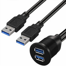 Carica l'immagine nel visualizzatore di Gallery, Pannello di montaggio a filo con cavo USB da 1 m, dual USB 3.0, per cruscotto
