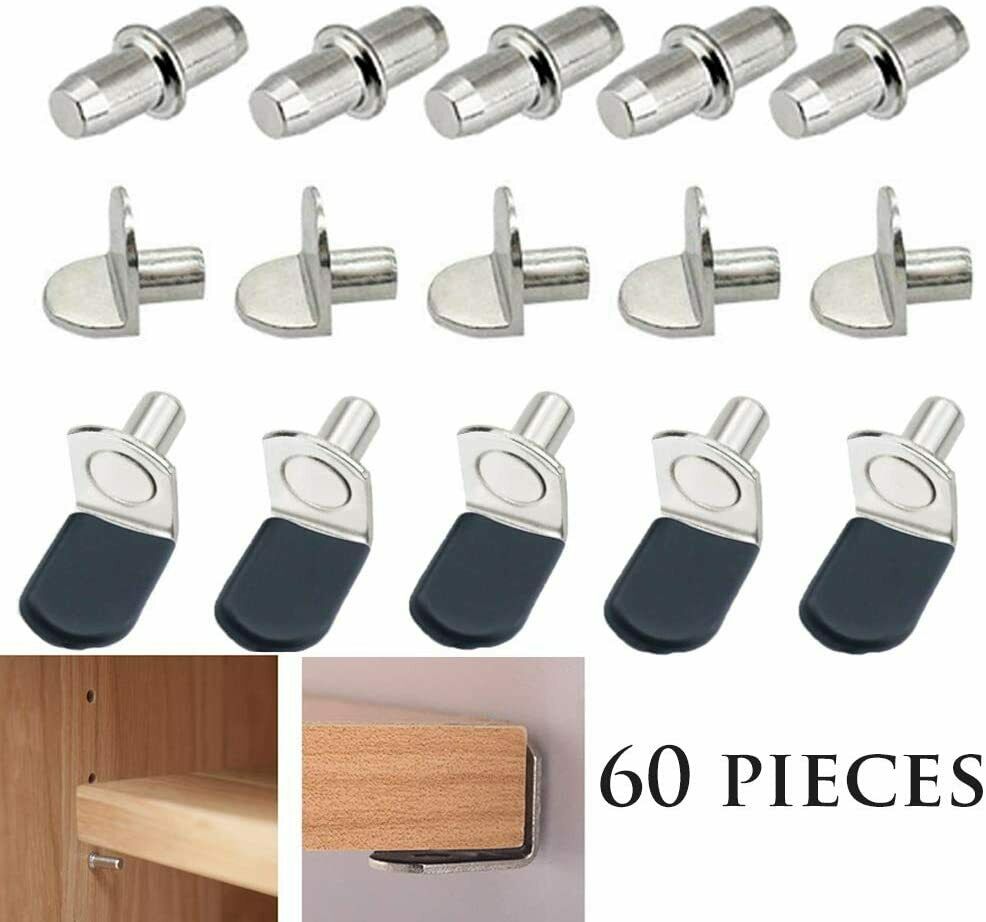 Nuluxi Argento Perni di Supporto per Mensola Armadio Perni di Supporto, 60 Pz
