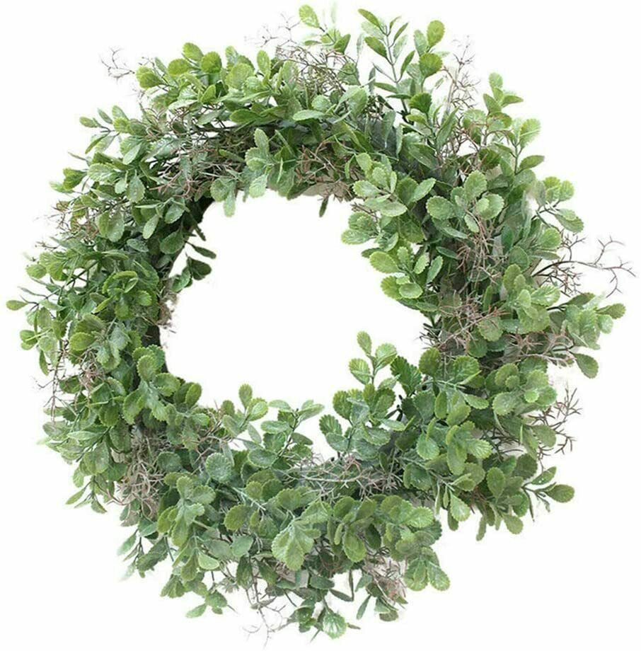 Miaouyo, ghirlanda di fiori artificiali per porta casa, 40 cm, Verde