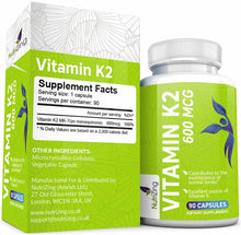 Carica l'immagine nel visualizzatore di Gallery, Vitamina K2 MK7 600mcg Alta Resistenza - A base di Natto nutrizing 90 capsule