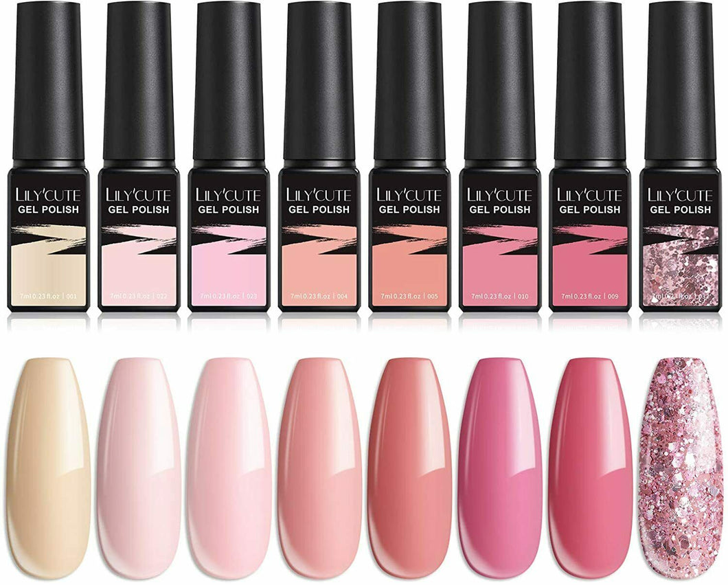 LILYCUTE Smalto Semipermanente Kit Colori Pastello, 8 7ml impostare 1