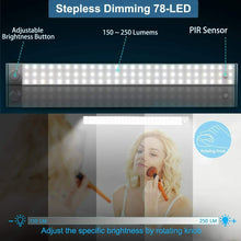 Carica l&#39;immagine nel visualizzatore di Gallery, Lampada led Luce per armadio sensore di movimento, 78 LED Bianco-78 Led