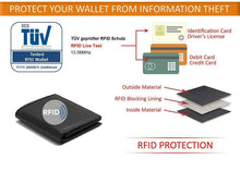 Carica l'immagine nel visualizzatore di Gallery, Portafoglio nero in vera pelle formato verticale - PROTEZIONE RFID - del...