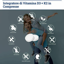 Carica l&#39;immagine nel visualizzatore di Gallery, Vitamina D3 + K2 200 Compresse, 5000 UI Vitamina D, 200 µg Vitamina K, Supporto
