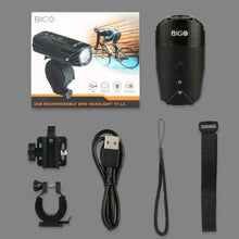 Carica l&#39;immagine nel visualizzatore di Gallery, BIGO Luce Anteriore Bici USB Ricaricabile 2000 mAh/900LM Fanale per MTB a...