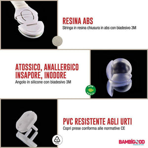 Kit Sicurezza Bambini Casa in Resina ABS - Chiusure Blocca Cassetti per...