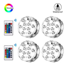 Carica l'immagine nel visualizzatore di Gallery, Luce per Piscina Dimmerabile IP68 Impermeabile Batteria 4 Luci Led