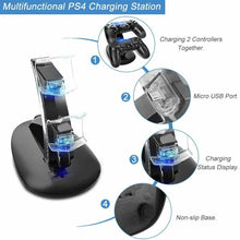 Carica l&#39;immagine nel visualizzatore di Gallery, Base di ricarica doppia compatibile per controller dualschock PS4 con LED, Nero