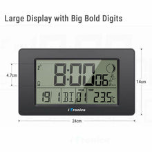 Carica l'immagine nel visualizzatore di Gallery, iTronics Orologio Radio da Parete Digitale Indicatore Temperatura Sveglia Nero