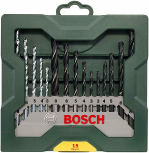 BOSCH SET X-LINE PUNTE TRAPANO LEGNO METALLO MURO 15 PEZZI