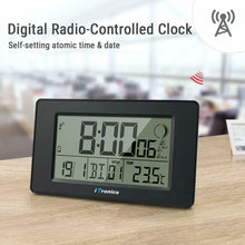 Carica l'immagine nel visualizzatore di Gallery, iTronics Orologio Radio da Parete Digitale Indicatore Temperatura Sveglia Nero