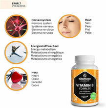 Carica l'immagine nel visualizzatore di Gallery, VITAMINA B COMPLEX VEGAN B1, B2, B3,B5, B6,B7,B9,B12 SCORTA 6 MESI 180 COMPRESSE