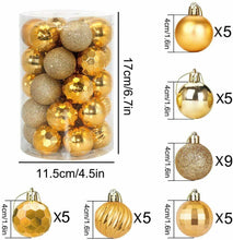 Carica l'immagine nel visualizzatore di Gallery, Palline di Natale 34 pezzi, decorazioni per alberi in plastica Oro