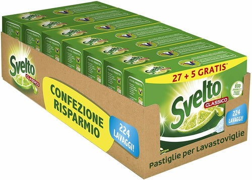 224 x Pastiglie per lavastoviglie di Svelto classico, Efficace, Megapack 7x32