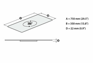Base Girevole in Vetro Temperato per TV e Monitor PC, Dimensioni 750 mm x 350 mm