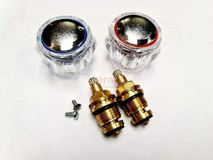 2 x Manopole per rubinetto da 1/2", Coppia acqua calda e fredda cromata ricambio