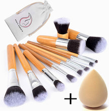 Carica l&#39;immagine nel visualizzatore di Gallery, Pennelli Make up in Bambù - 12 pennelli trucco naturali - Set di pennelli...