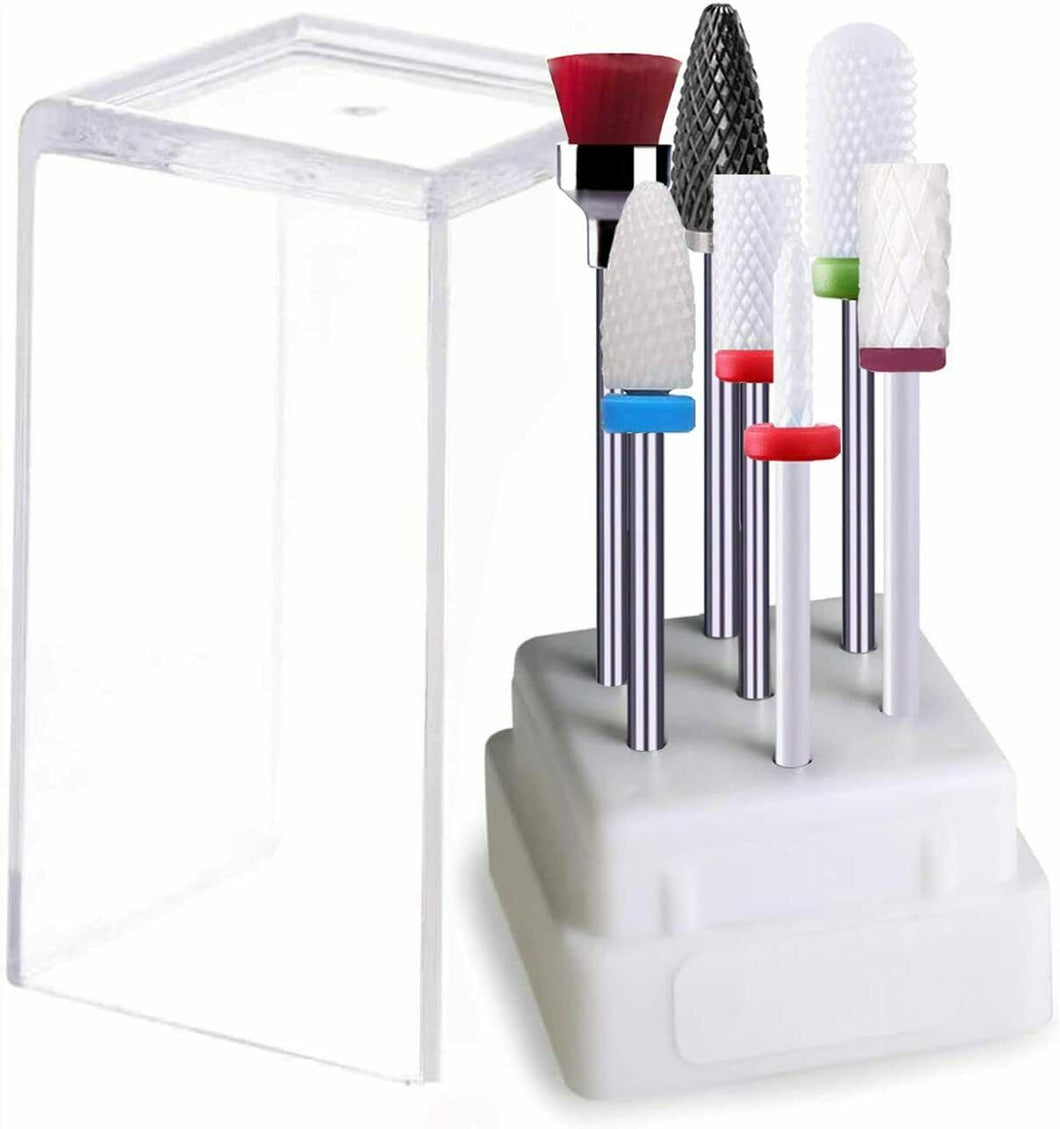 7 x Punte per fresa per unghie in ceramica per levigare rimuovere permanente Kit