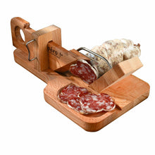 Carica l'immagine nel visualizzatore di Gallery, Affetta-salame a ghigliottina in legno di faggio, con lama in acciaio temprato