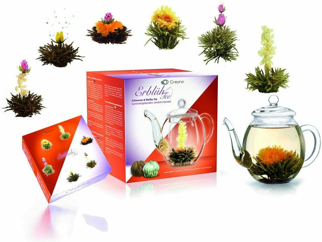 Creano – un mix di tè fiori – Set regalo „Fior Tè“ con bricco vetro...