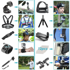 50-in-1 Accessori Kit per GoPro Hero 8 7 6 5 4 Black Max fusion DJI AKASO APEMAN
