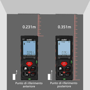 Misuratore Laser digitale con Display LCD illuminato, Telemetro fino a 60 m IP54