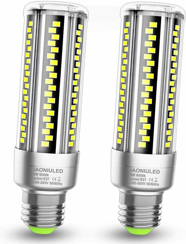 2 x Lampadine domestiche LED con attacco E27 20W 2500 LM 6000 K, Luce fredda